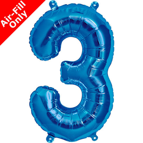 16 Inch Blue Number 3 Foil Balloon