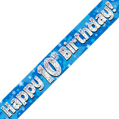 10th Birthday Blue Foil Banner