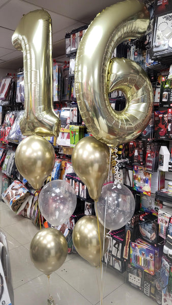 34 Inch White Gold Number 1 Foil Balloon