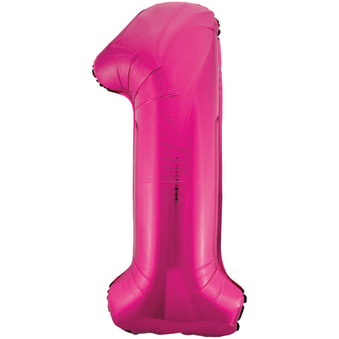 34 Inch Magenta Number 1 Foil Balloon