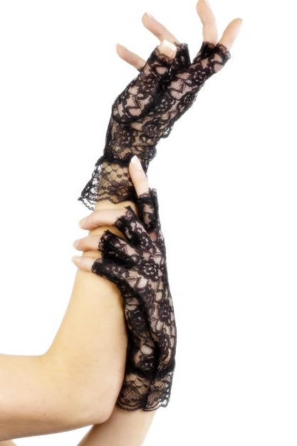 Black lace victorian fingerless gloves - Crealandia