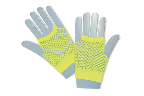 Short Fishnet Gloves - Neon Yellow