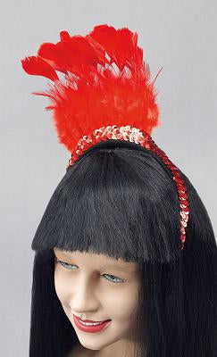 Red Feather & Sequin Headpiece