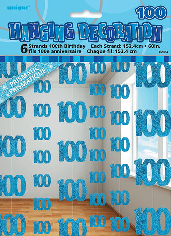 100th Birthday Blue Hanging Decoration