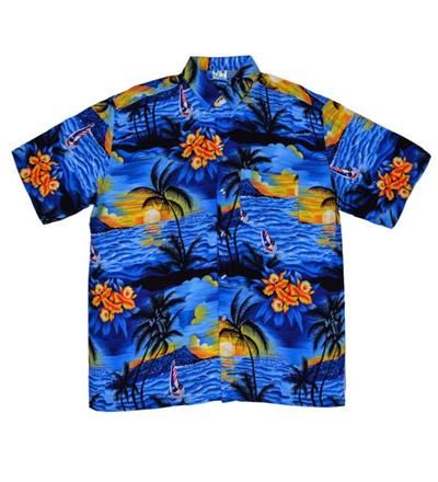 Budget Dark Blue Palm Hawaiian Shirt