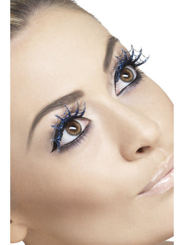 Blue Glitter Spiderweb Eyelashes