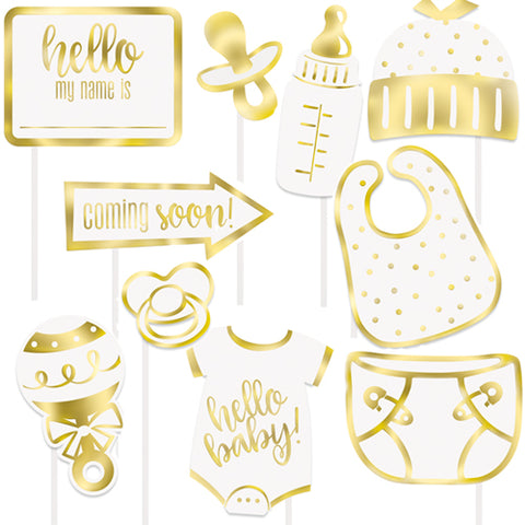 Gold Baby Shower Photo Booth Kit