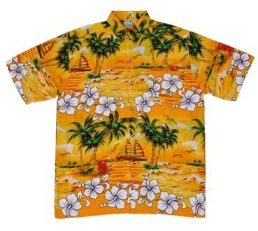 Budget Yellow Palm Tree Hawaiian Shirt