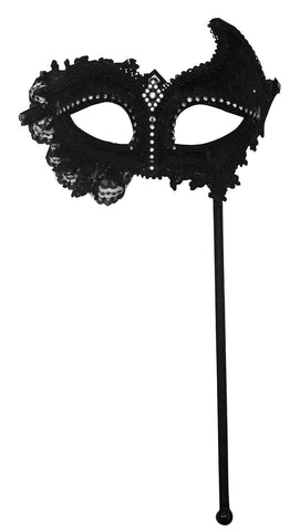 Black Lace Eyemask on Stick