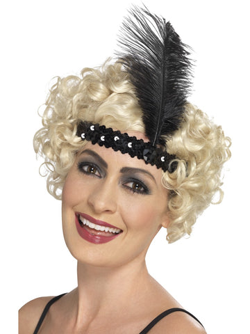 Black Sequin Flapper Headband