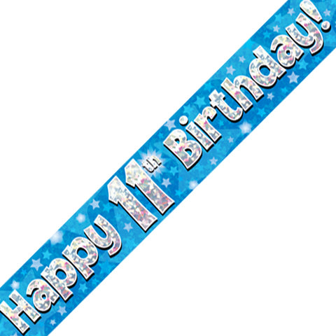 11th Birthday Blue Foil Banner