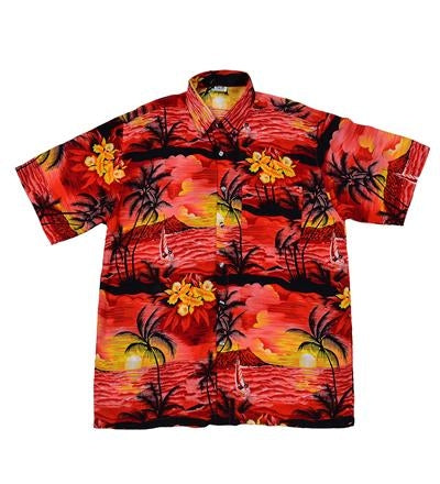 Budget Red Palm Hawaiian Shirt