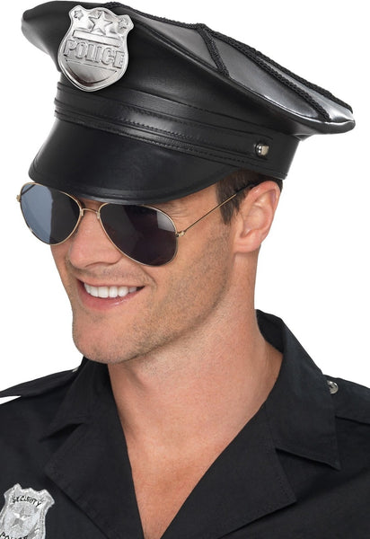 Faux Leather Police Hat