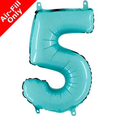 14 Inch Pastel Blue Number 5 Foil Balloon