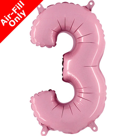 14 Inch Pastel Pink Number 3 Foil Balloon