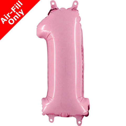 14 Inch Pastel Pink Number 1 Foil Balloon