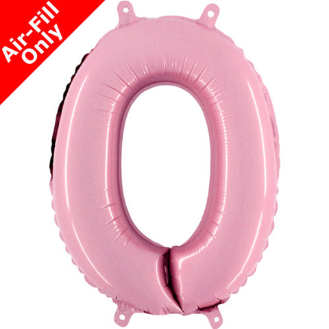 14 Inch Pastel Pink Number 0 Foil Balloon