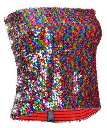 Rainbow Sequinned Strapless Top