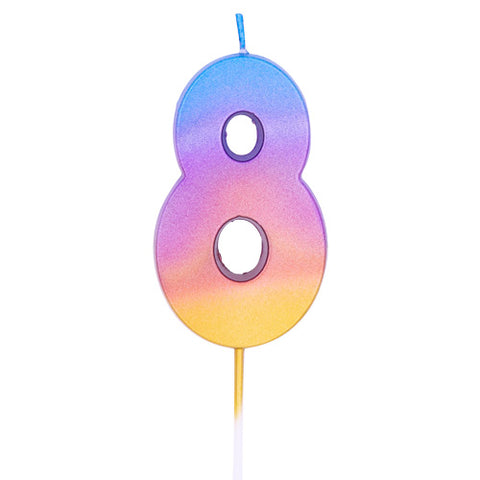 Number 8 Rainbow Ombre Candle