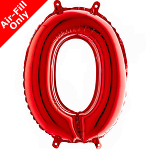 14 Inch Red Number 0 Foil Balloon