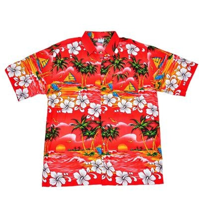 Budget Red Palm Tree Hawaiian Shirt