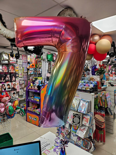 40 Inch Colourful Rainbow Number 7 Foil Balloon