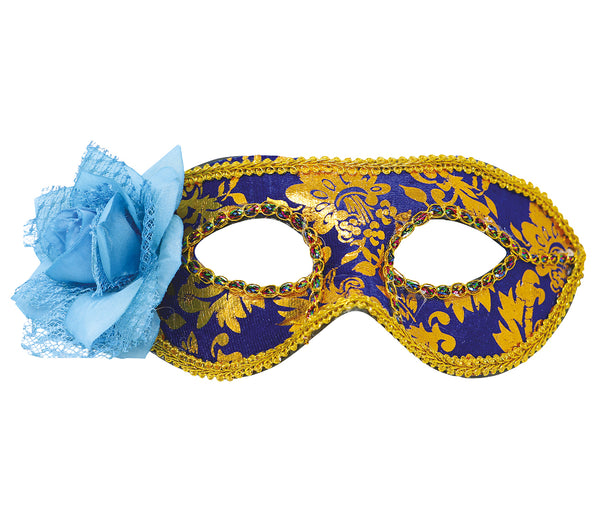Blue & Gold Eye Mask with Flower