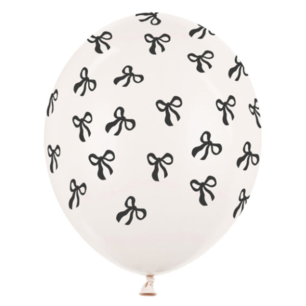 Black Bow Print Latex Balloons (6pk)