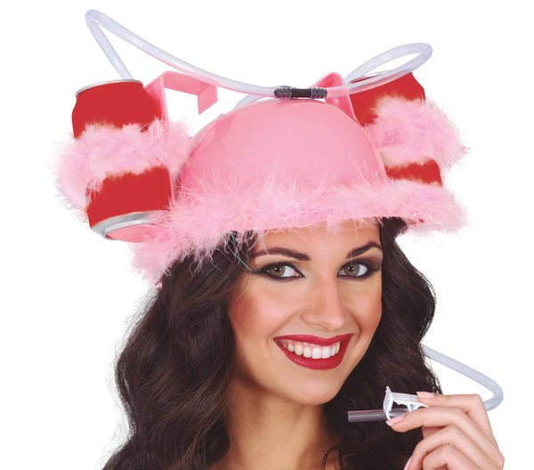 Pink Fluffy Drinking Helmet