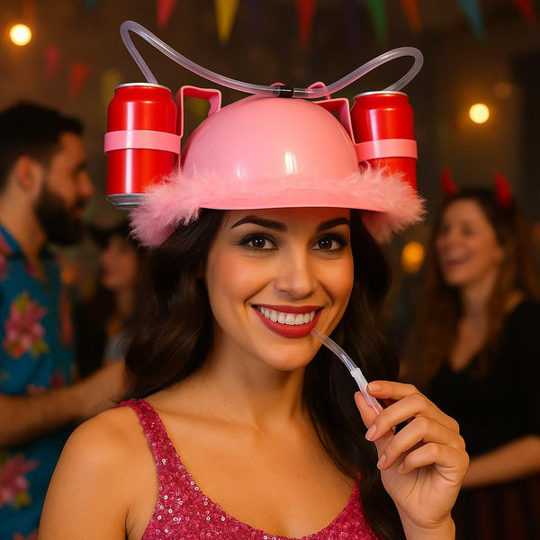 Pink Fluffy Drinking Helmet