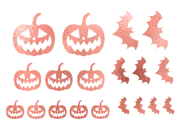 Halloween Rose Gold Pumpkin Temporary Tattoo Transfers