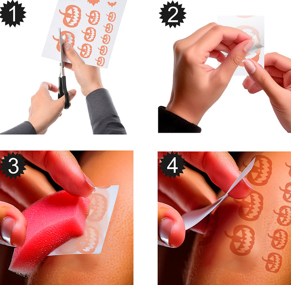 Halloween Rose Gold Pumpkin Temporary Tattoo Transfers