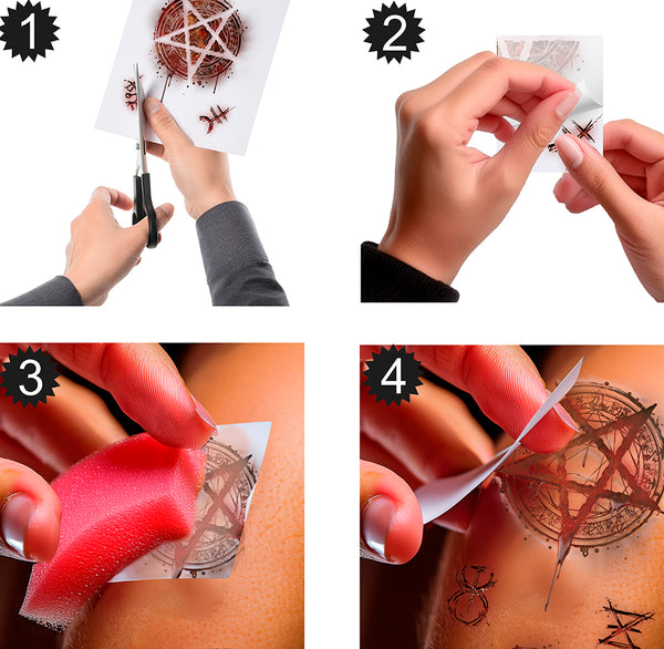 Bleeding Satanic Temporary Tattoo Transfers