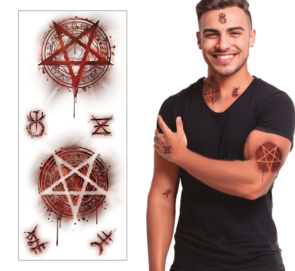 Bleeding Satanic Temporary Tattoo Transfers