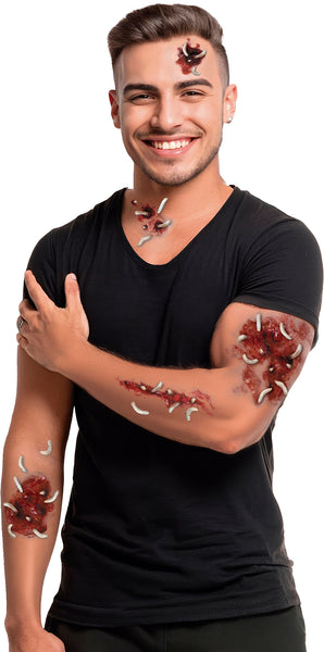 Wounds with Worms Temporary Tattoo Transfers