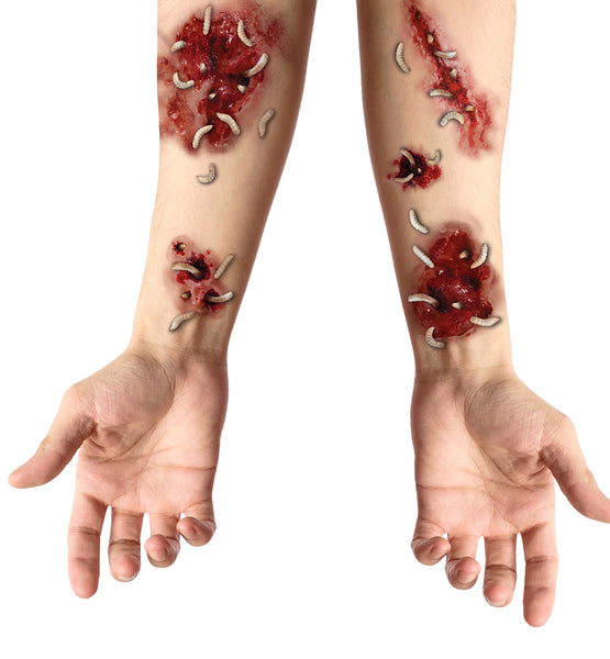 Wounds with Worms Temporary Tattoo Transfers