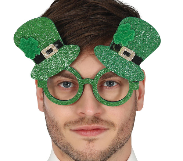 St Patrick's Day Leprechaun Glitter Glasses