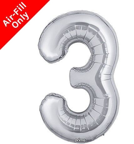 16 Inch Silver Number 3 Foil Balloon