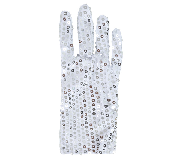 Short Silver Sequinned Gloves