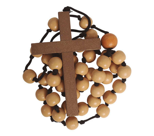 Wooden Rosary Bead Necklace