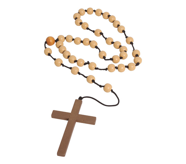 Wooden Rosary Bead Necklace