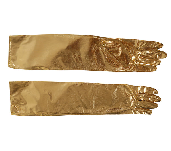 Long Metallic Gold Gloves