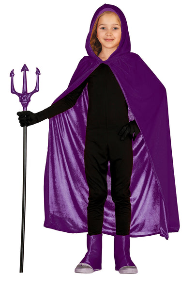 Child's Purple Velvet Hooded Cape