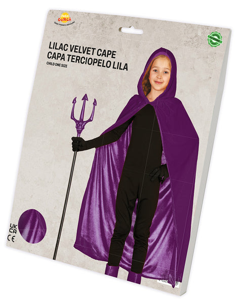 Child's Purple Velvet Hooded Cape