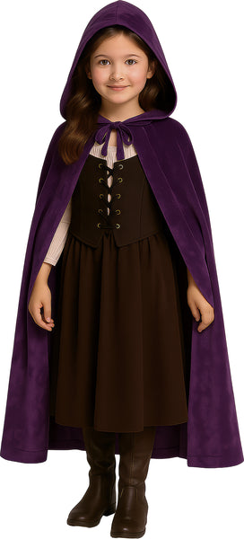 Child's Purple Velvet Hooded Cape