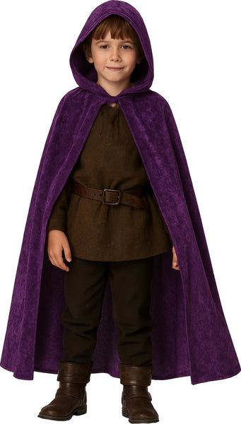 Child's Purple Velvet Hooded Cape