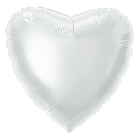 18 Inch Solid White Heart Foil Balloon