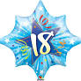 28 Inch Blue Starburst 18th Birthday Foil Balloon