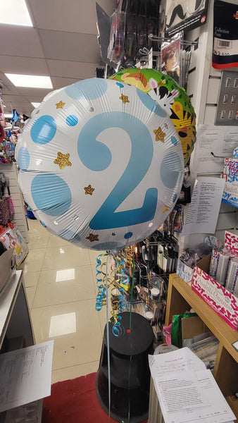 18 Inch Blue Dots 2nd Birthday Foil Balloon