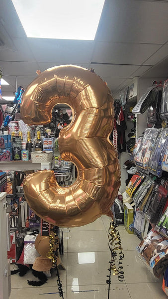 26 Inch Metallic Gold Number 3 Foil Balloon